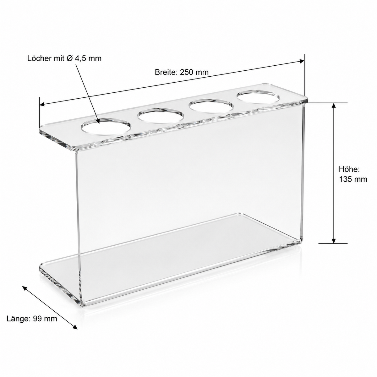 Eistütenhalter Acryl 4-Loch – Waffelhalter transparent
