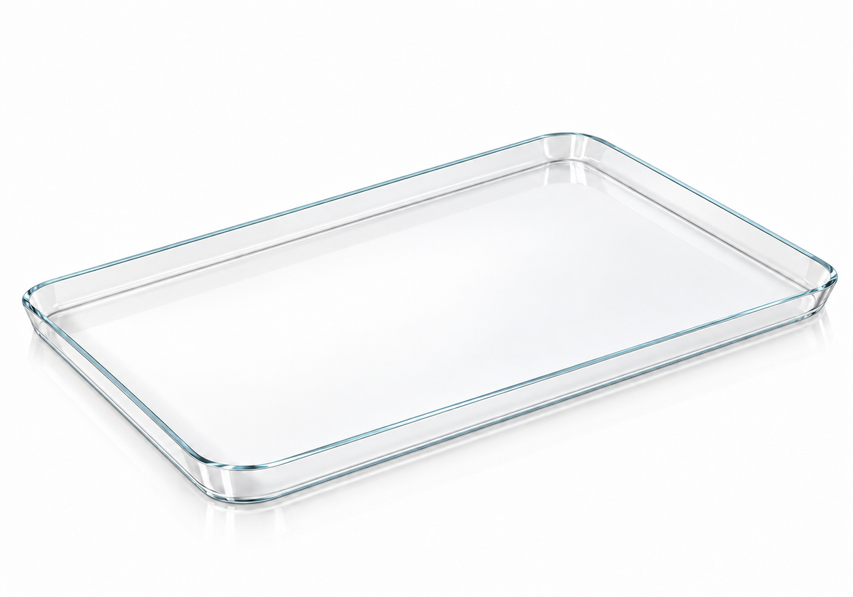 Acryl-Tablett glasklar für Kuchen, Torten und Gebäck – Backblech-Form, Zubehör für Thekenaufsatz