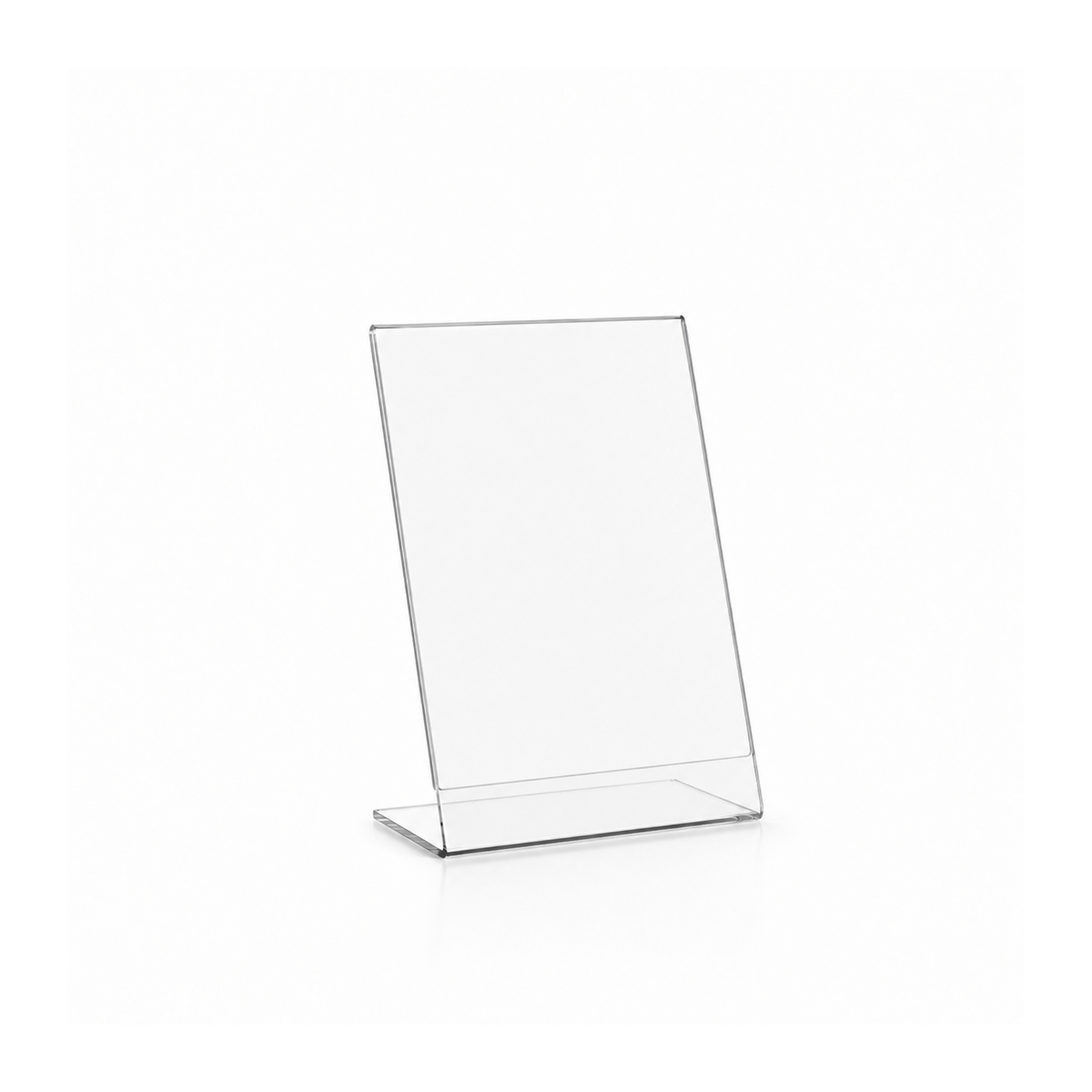 Transparenter L-Tischaufsteller aus Acrylglas – DIN A8 Hochformat