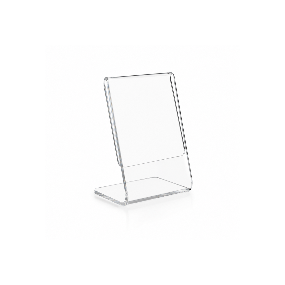 Transparenter L-Tischaufsteller aus Acrylglas – DIN A9 Hochformat