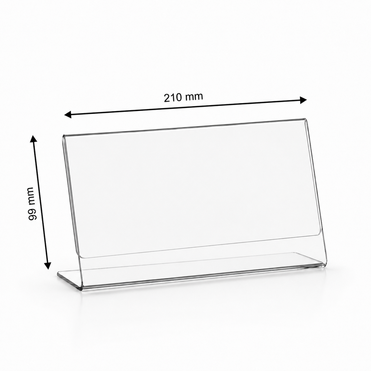 Transparenter L-Tischaufsteller aus Acrylglas – DIN Lang Querformat