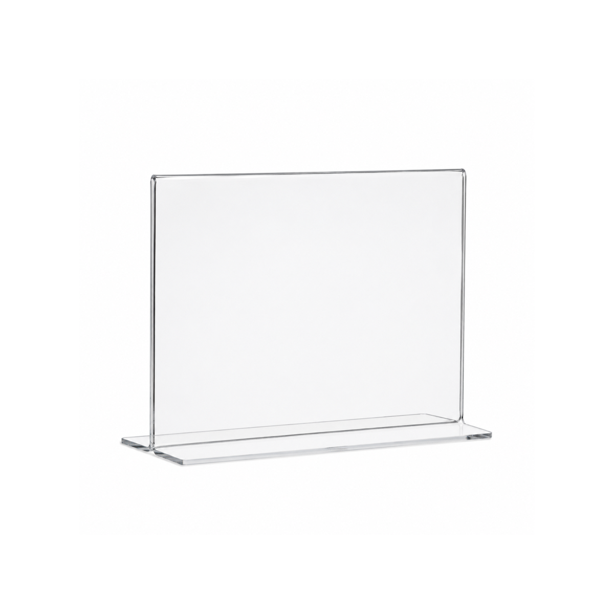 Doppelseitiger T-Tischaufsteller aus Acrylglas – DIN A6 Querformat