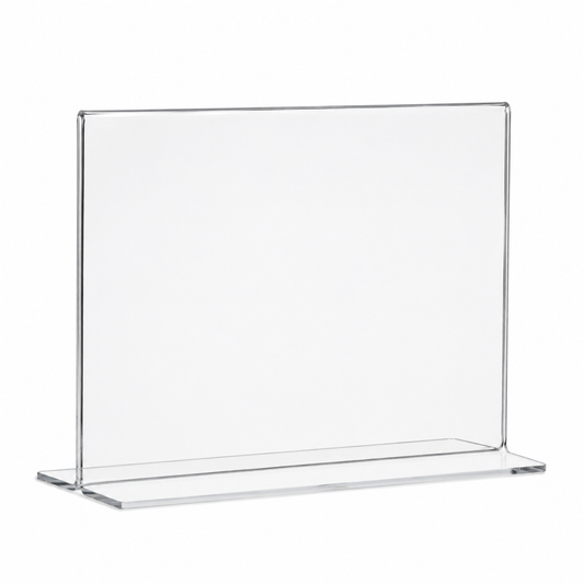 Doppelseitiger T-Tischaufsteller aus Acrylglas – DIN A3 Querformat