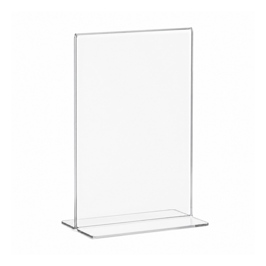 Doppelseitiger T-Tischaufsteller aus Acrylglas – DIN A4 Hochformat