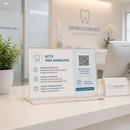 Doppelseitiger T-Tischaufsteller aus Acrylglas – DIN A6 Querformat