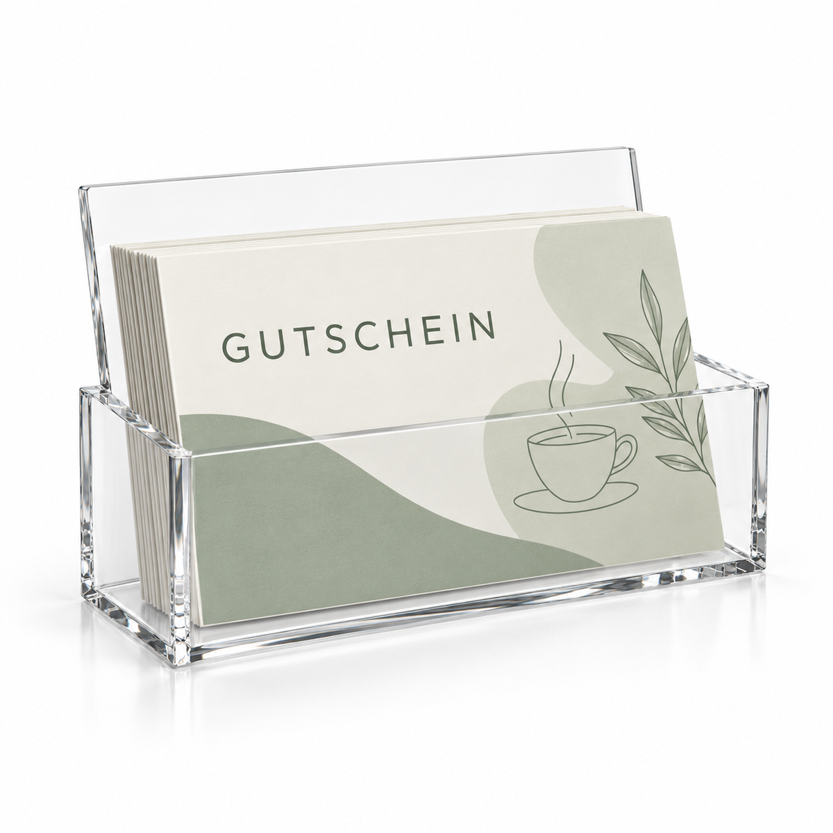 Tischprospekthalter Acrylglas Querformat – DIN A4, A5, A6, A7 und DIN lang, Fülltiefe 43 mm