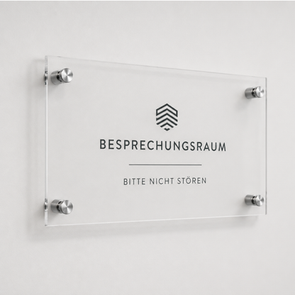 Acryl-Türschild transparent, beschriftbar, zum Anschrauben DIN A5
